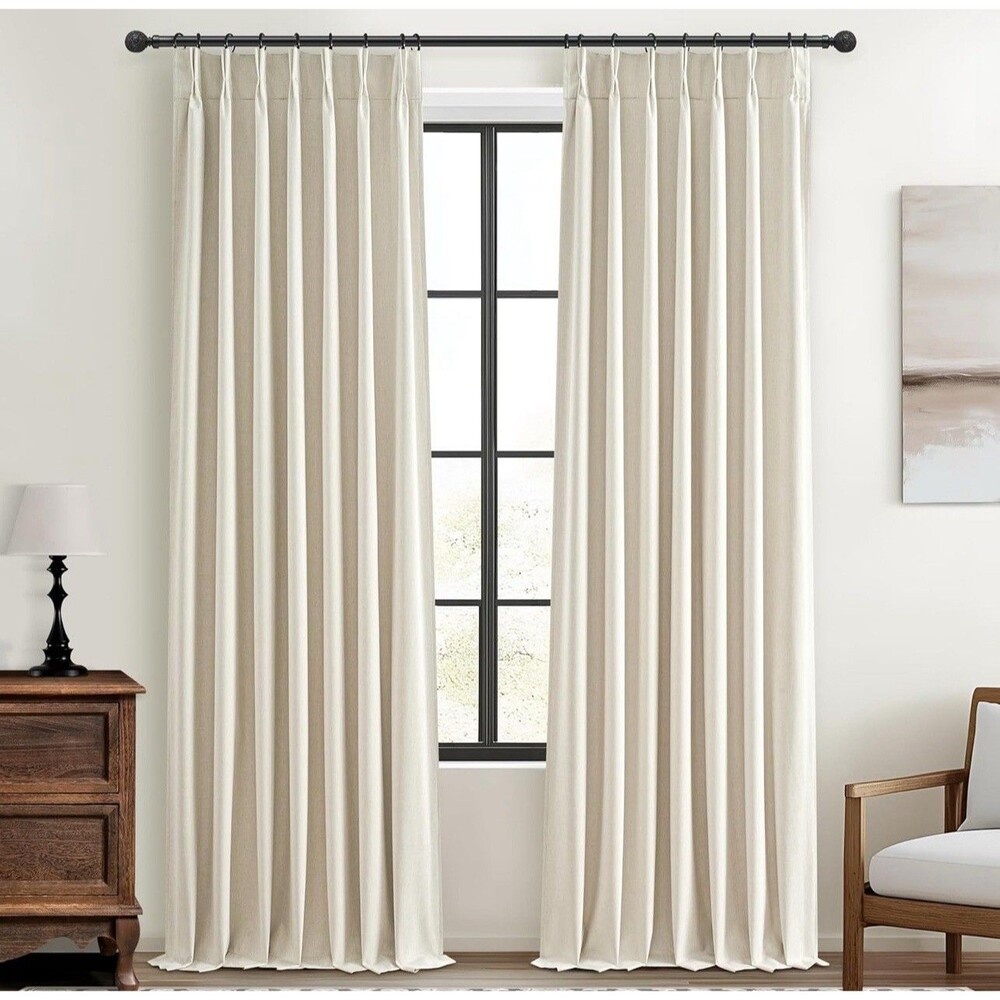 Extra Long Pleated Black Out Curtains 108 Inches Long for Living Room,